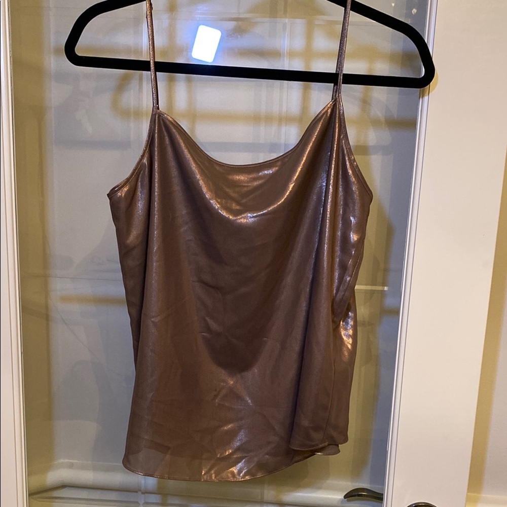 Aritzia Metallic Brown Satin Cowl Neck Camisole